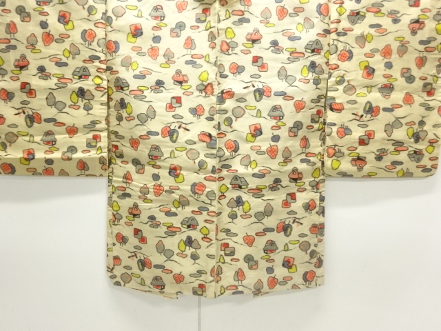 JAPANESE KIMONO / ANTIQUE HAORI / SILK / MEISEN / WOVEN TREES